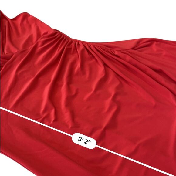 Ralph Lauren Red Ruched Wrap Midi Dress Size 8 - Picture 7 of 9